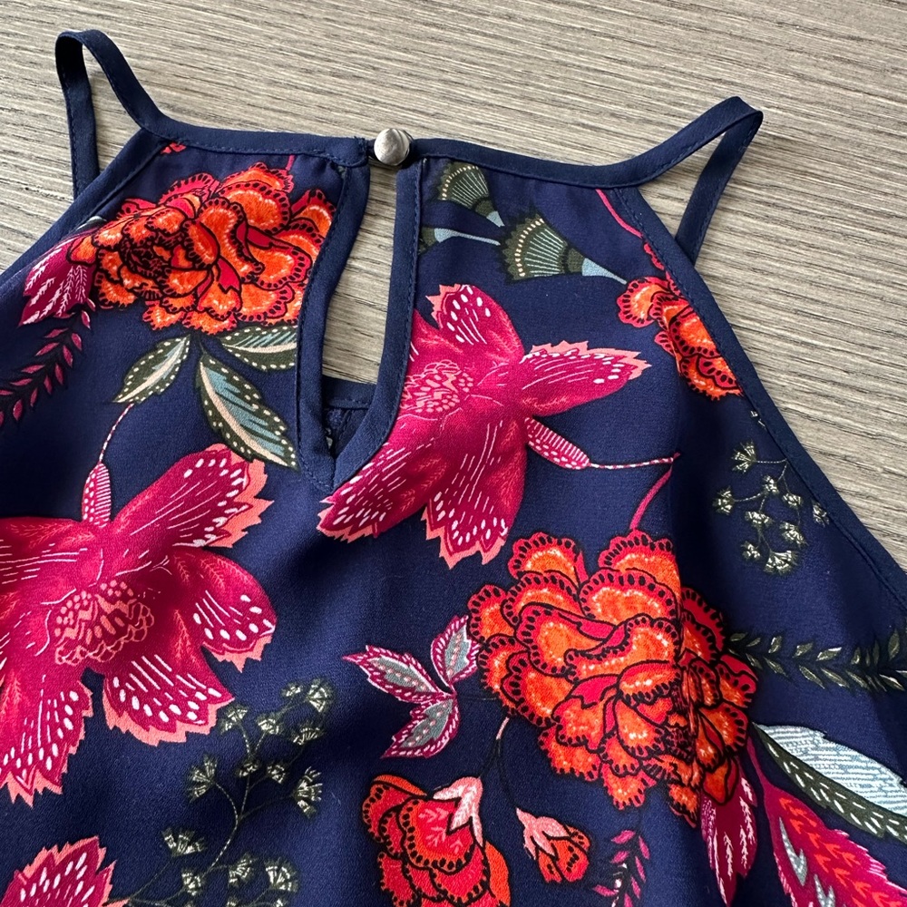 Papermoon Floral Halter Tank Top 2-Pack Navy Tropical Print XLP - Picture 7 of 10